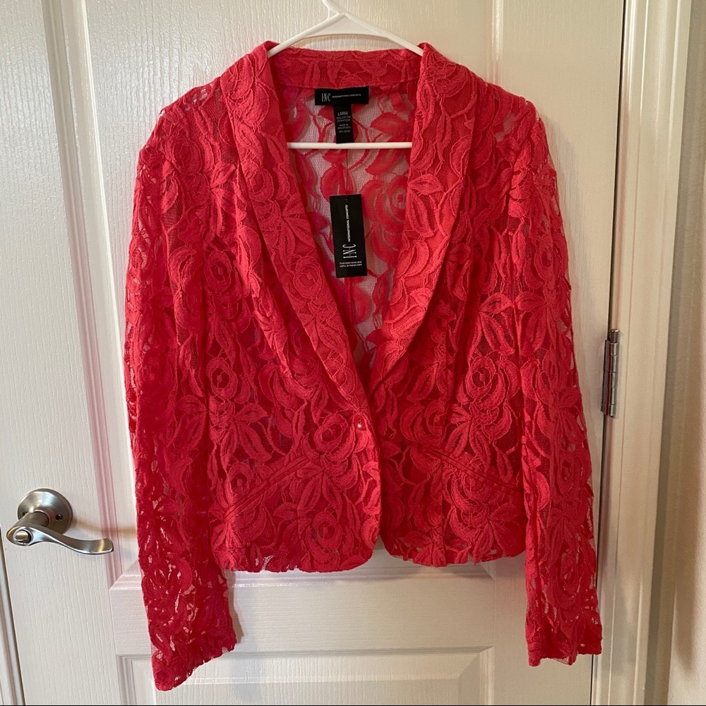 INC Rose Pink Lace Blazer